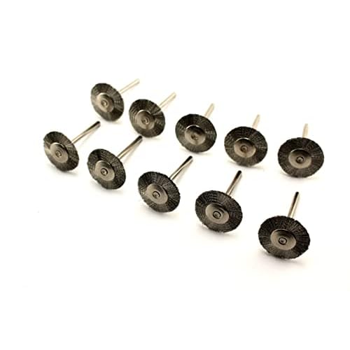 TEMO 10 pc Stainless Steel Bristle 3/4 Inch Flat Wire Brush with 1/8 Inch Shank for Dremel and Other Rotary Tools on Rust Removal, Corrosion and Scrub Surfaces