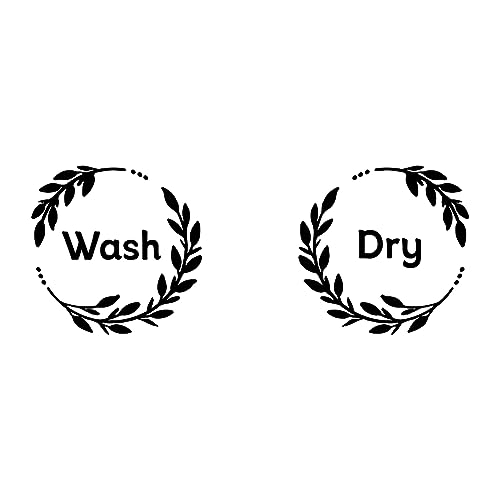 SUPERDANT Black Laundry Wall Stickers Wash & Dry Quotes Wall Decal Laundry Room Wallpaper Decor wirh Wreath Art Decal Sticker for Washer Dryer Home Decoration