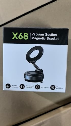 MRGLAS 2025 Upgraded Vacuum Magnetic Mobile Phone Holder Car for Magsafe Car Mount, Suction Cup Mobile Phone Holder [89+LBS Suction Power & 2800gf Strongest Magnet], 360° Rotatable for Mirror/Gym