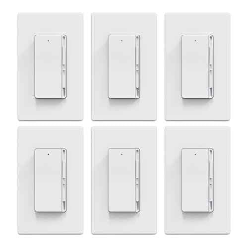 ELEGRP Digital Slide Dimmer Light Switch, Dimmer Switch with Decorative Frameless Design Wallplate for LED/CFL, Incandescent,Halogen Bulbs, Single Pole/3-Way, UL Listed, 6 Pack, Matte White