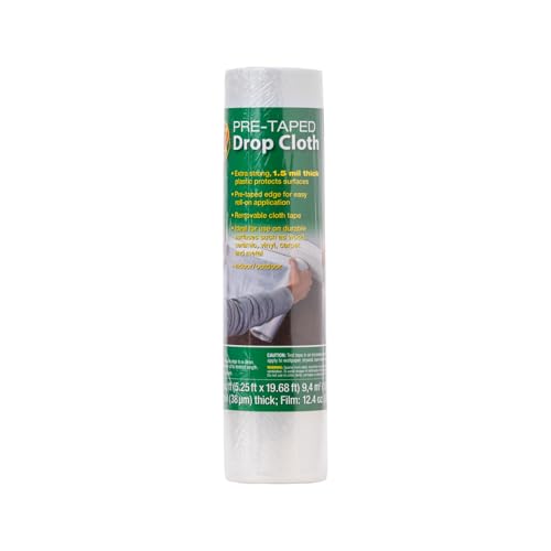 Duck Brand Pre-Taped Painter's Drop Cloth, 5.25 Feet by 19.68 Feet, Single-Pack (280809)