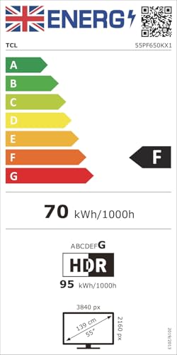 TCL 55PF650K 55-inch 4K Ultra HD, HDR TV, Smart LED Fire TV (Dolby Vision, Dolby Atmos, DTS, HDR 10, Alexa built-in, Airplay2, Miracast)