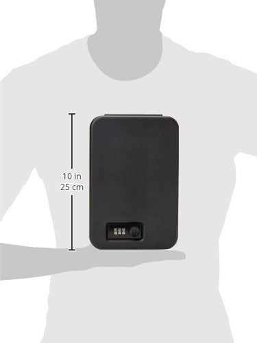 Amazon Basics Portable Security Case Lock Box Safe, Small Lock Box with Code, for College Dorm Room, Home, Combination Lock, XL, Black