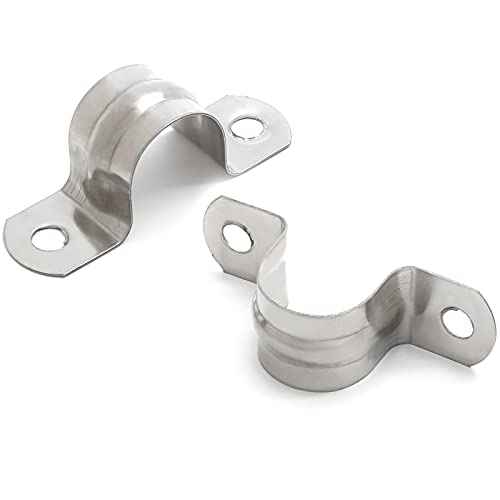 25PCS M20 (3/4 Inch) Conduit Clamps, Stainless Steel Two Hole Strap U Bracket Rigid Pipe Strip, Cable Clamp Hanger with 2 Holes Fit for 3/4 inch Pipes OD