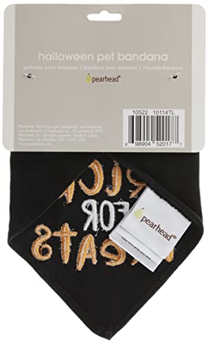 Pearhead Trick or Treat Dog Bandana, Black Halloween Pet Scarf, Slip-On Collar Accessory for Small Medium Pets, Cute Puppy Costume, Fall Seasonal Pet Apparel
