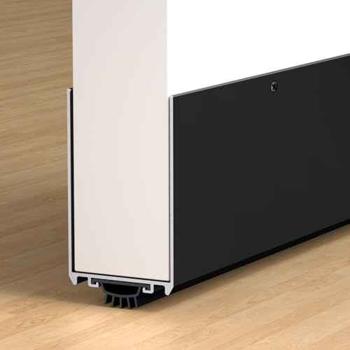1-3/4" x 36" U-Shaped Door Sweep with Kick Plate, Aluminum Screw-On Draft Stopper, Weather Stripping Seal for Interior Exterior Doors, Blocks Dust Drafts(Black)