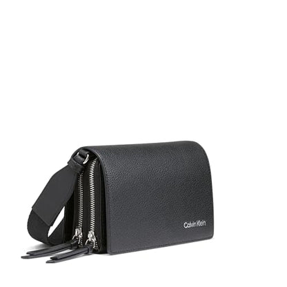 Calvin Klein Millie Triple Compartment Camera Bag Crossbody, Black/Silver, One Size