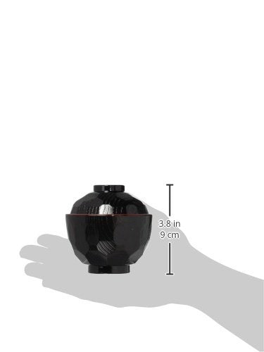 JapanBargain 1904x2, Set of 2 Miso Soup Bowl with Lid Japanese Rice Bowl Traditional Plastic Lacquered Black and Red Bowl Made in Japan