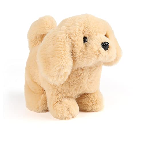 Hopearl Walking Dog Golden Retriever Interactive Electronic Pet Plush Toy Puppy Woof and Moving Animated Nodding Head Gift for Toddlers Birthday, Brown, 18cm
