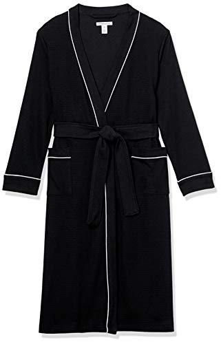 Amazon Essentials Women's Lightweight Waffle Full-Length Robe (Available in Plus Size), Black, XL