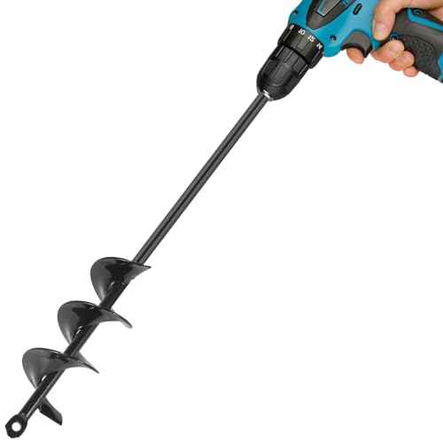Auger Drill Bit for Planting 2 x 14.5 Inch, Garden Drill Bit for 3/8" Hex Drive, Earth Post Hole Digger Bulb Planter Plant Flower Planting Auger for Drill Rapid Bedding Digging