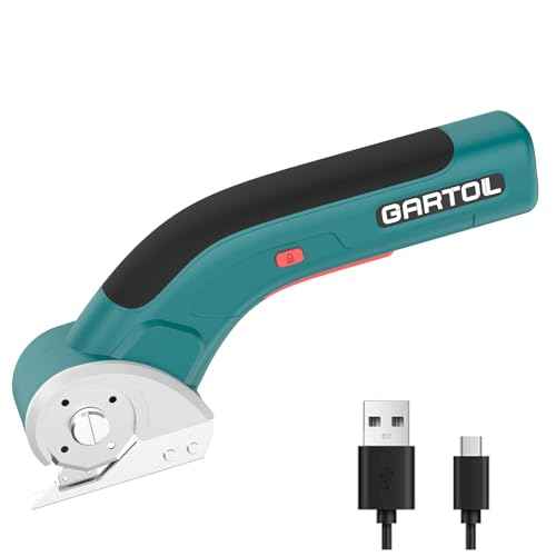GARTOL Cordless Electric Scissors ? Rechargeable Rotary Cardboard Cutter with USB Cable, Safety Lock, Portable Powerful Box Cutter for Fabric, Leather, Carpet, Sewing, Crafts, DIY