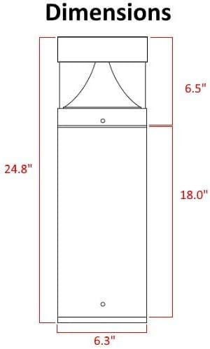 LED Bollard Landscape Lights 25" 10W 3000K 120V-277V Commercial/Residential Modern Ballard Lighting Fixture for Garden, Pathway, Driveway Electric Light. ETL Listed.