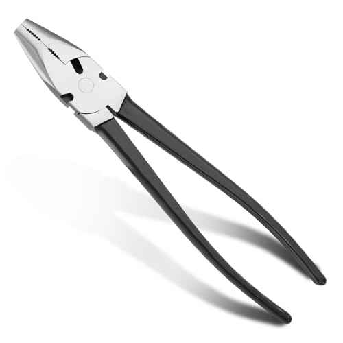 10'' Button Fence Pliers for Bending Cutting and Gripping Round Nose Wire Cutter Plier for Construction and Wire Fencing Resists Rust and Corrosion