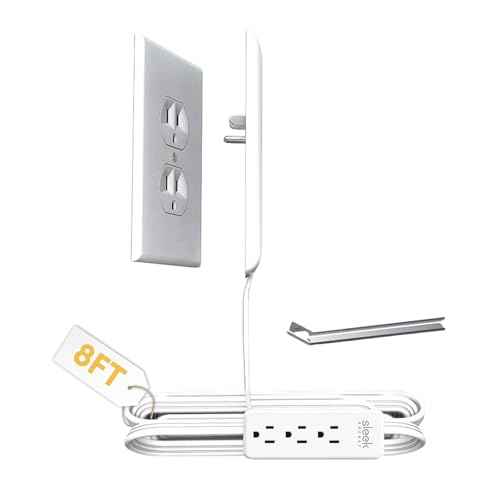 Sleek Socket No Shock Child Protector, Outlet & Plug Concealer with Protective Cord Clips, 8-Foot Flat Extension Cord with Multiple Outlets, Baby Proofing Outlet Cover, No Access to Dangerous Cords