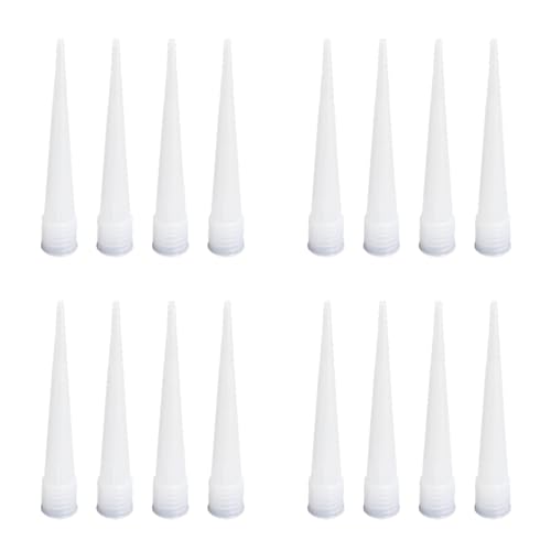 Caulking Nozzle for Caulk Gun, Reusable Silicone Caulk Nozzle Applicator Durable Epoxy Piston Caulk Nozzle (White-16 pieces)
