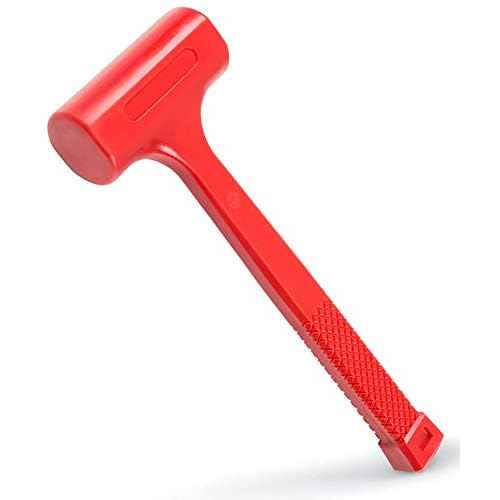 YIYITOOLS 1LB Dead Blow Hammer- Red, Mallet | Machinist Tools | Unibody Molded | Checkered Grip | Spark and Rebound Resistant