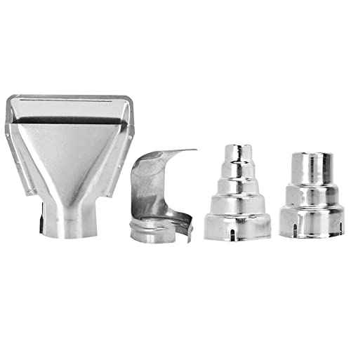 TOPINCN Hot Air Gun Accessories, Heat Gun Nozzles Attachments Stainless Steel Heat Gun Nozzles Kits Soldering Brazing Equipment Silver