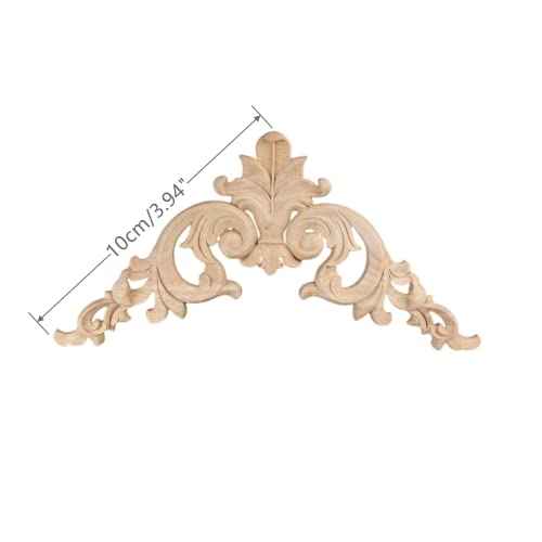 MUXSAM 4-Pack Wood Applique Onlay, Unpainted Wooden Carved Corner Decals, Retro Carvings Embellishments for Door Cabinet Bed Wall Mantel Mirror Wardrobe Cupboard Dresser Upgrade, 10x10cm/3.9x3.9in