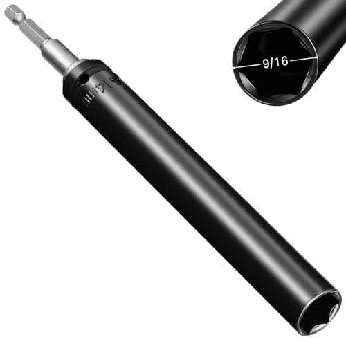 Blulu 9/16"(14mm) Power Nut Driver, Nut Runner Hollow Socket with 1/4" Hex Shank, Fit Long Bolts and Ductwork for Overhead Fastening Applications Operations(1 Pack,6 Inch)