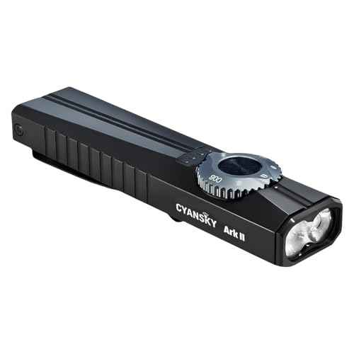 CYANSKY Ark II EDC Flat Flashlight, 1500 Lumen White Light LED Light, Powered by Rechargeable Internal Battery, for Outdoors, Emergencies, Work (Black)