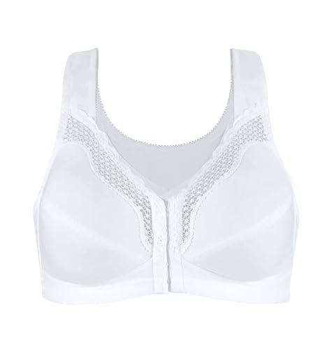 Exquisite Form 5100531 Women's Fully Wireless Cotton Back & Posture Support Bra with Front Closure & Lace White