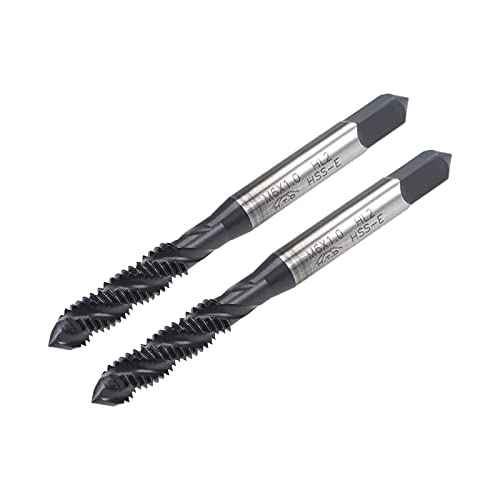 uxcell M6 x 1.0 Spiral Flute Thread Tap, Metric Machine Threading Tap HSS Nitriding Coated, Round Shank with Square End, H2 Tolerance, 2pcs