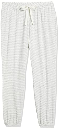 Amazon Essentials Women's Pajama Jogger - Lightweight Lounge Terry, Plus Size, Grey Heather Stripe, Medium