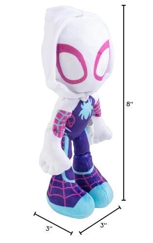 Marvel Spidey and His Amazing Friends 8" Gwen Stacy Ghost Spider Plush - Spider-Man Stuffed Animal Toy Figure - Officially Licensed - Spider-Verse Gift for Kids, Boys, Girls - 8 Inches