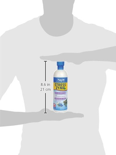 API STRESS ZYME Freshwater and Saltwater Aquarium Cleaning Solution 473 ml Bottle, Blues & Purples