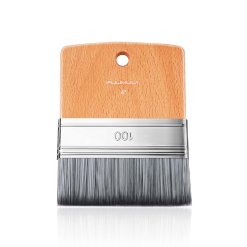 Fuumuui Flat Paddle Paint Brush, Scale Brush Large Paintbrush, Wide Flat Brush with Short Handle for Oil and Acrylic Paints - 4 Inch