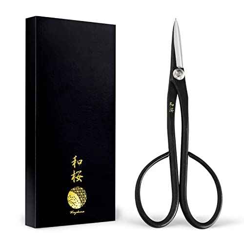 Wazakura Yasugi Steel Satsuki Bonsai Scissors for Trimming Made in Japan 7 inch (180 mm), Japanese Garden Bonsai Tools, Pruning Shears for Flowers and Herbs