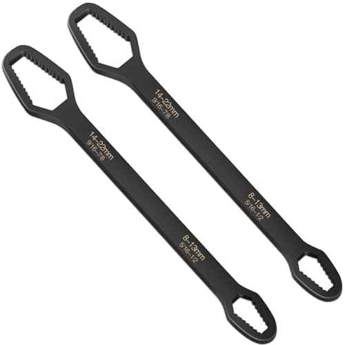2pcs Black Universal Wrench,8-22mm Universal Torx Wrench,Double-ended Self-tightening Adjustable All in One Tool
