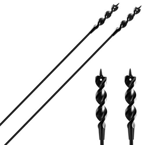 Lasnten 2 Pcs Flexible Drill Bit for Wire Pulling 54 x 3/4¡¿1/4 Inch Long Auger Drill Bits with Fish Eye Hole and Screw Point for Wood Through Walls Ceilings and Sidewalks