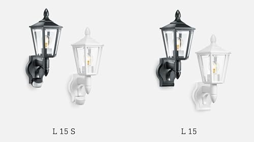 Steinel Outdoor Wall Light L 15 S white- 180° Motion Sensor, 10 m Reach,max. 60 W, Classic Design, for Entrance and Fronts