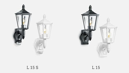 Steinel Outdoor Wall Light L 15 S white- 180° Motion Sensor, 10 m Reach,max. 60 W, Classic Design, for Entrance and Fronts