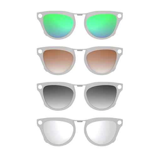 4Pcs Polarized Clip-on for Ray-Ban Meta Skyler & Gen 2 (RW4010/RW4014 52-20), Grey Frame Discoloration Clips for RayBan Skyler Protect Your Eyes, Cool and Fashion (Silver, Grey, Brown, Green)