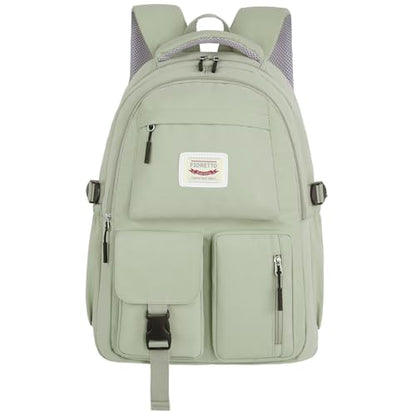 FIORETTO Lightweight School Backpack Womens, Cute School Bag for Teenager Girls, 14 Inch Laptop Rucksack Casual Daypack Backpack for Travel College Work Green