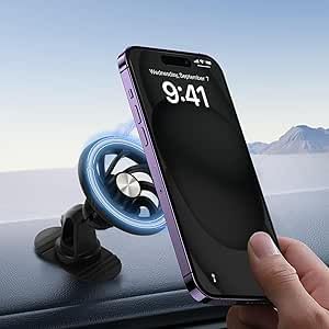 Car Phone Holder,Automobile Air Vent Phone Holder for All Car,360° Rotation, Adjustable Phone Holder with Magnetic Rings for Phone,Black-1