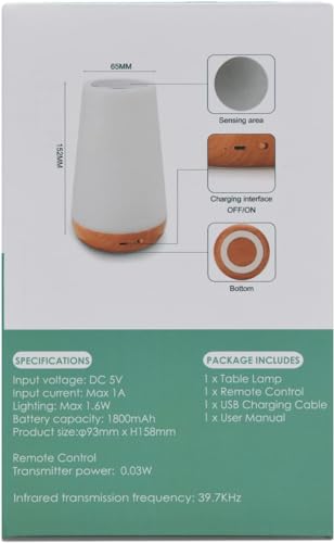 Auxmir Night Light, LED Touch Bedside Table Lamp, Remote Control Dimmable Light with RGB Color Changing, USB Rechargeable, Portable Lamp for Children, Kids, Bedroom, Living Room, Camping