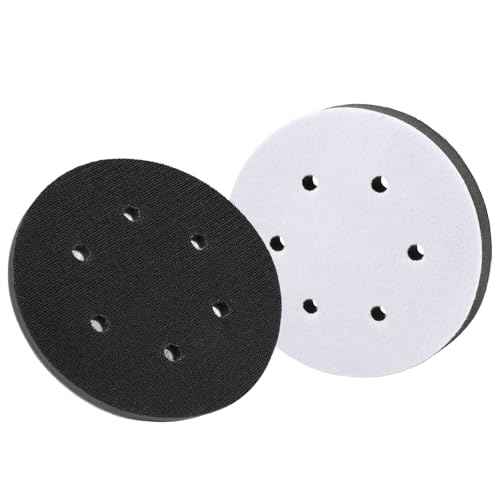 2 Pack 6 Inch 6 Holes Interface pad,Orbital Sander Foam Pad£¬6" Foam Sanding Pads£¬Hook and Loop Soft Density Sponge Cushion Buffer Backing Pad for Orbital Sander