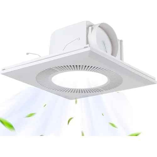 Bathroom Exhaust Fan With Light,DC Energy-Saving Bathroom Ventilation Fan, Ceiling Mount Ventilation Fan & Light 6500K Combo,Newly upgraded silent exhaust fan for the bathroom