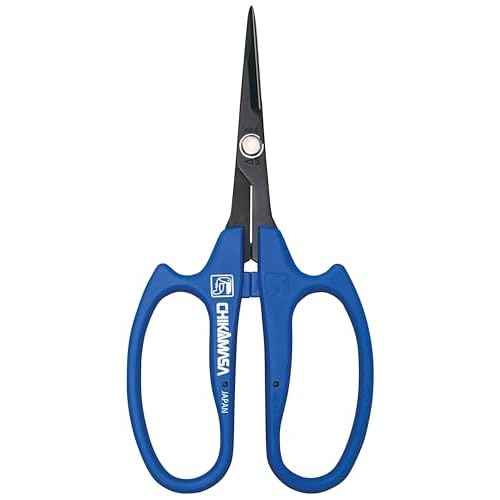 CHIKAMASA B-600SUFB, The Precise Specialty Trimming Scissors, Stainless Steel w/Fluorine Coating, for trimming plants and grapes, excellent for narrow stem-thinning inside closed and tangled spaces.