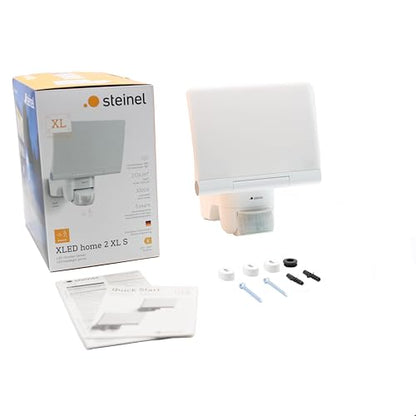 Steinel LED-Floodlight XLED Home 2 XL S White, 2124 lm, 180° Motion Detector, 19.3 W, Fully Swivelling LED Panel, Warm White Light Colour