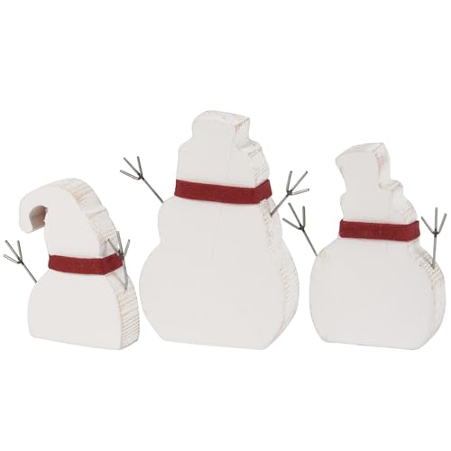 Primitives by Kathy Hand Lettered Christmas Winter Wishes Chunky Sitter Snowmen (Set of 3)