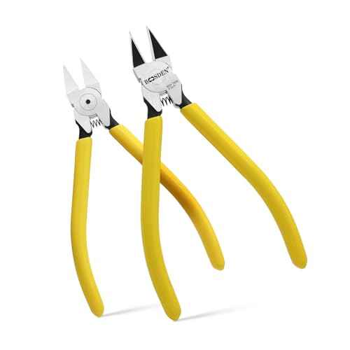 BOOSDEN Small Wire Cutters 2 Pack, 6 inch Wire Cutting Pliers, Dikes Spring Loaded Side Cutters, Flush Cut Pliers, Precision Wire Cutters for Crafting/Artificial Flowers/Jewelry Making