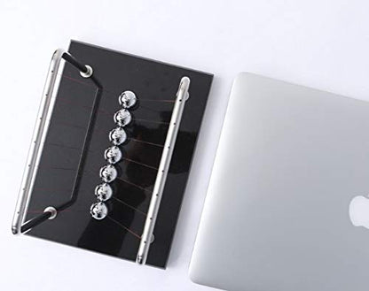 CERROPI Newton Cradle Balance Balls, 7 Ball Newton Pendulum, Classic Swing Ball, Desk Toy & Accessory, 11 inch, 65 Sec Swingtime