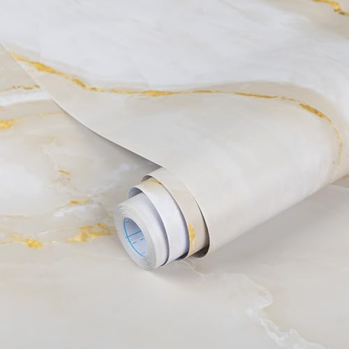 Anmon Marble Contact Paper Peel and Stick Wallpaper,Thickened Self Adhesive Waterproof Vinyl Film Faux Granite Roll Removable for Countertop Kitchen Bathroom Cabinet 17.7" x 236"