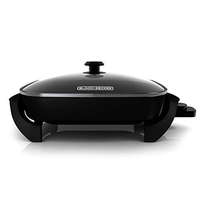BLACK+DECKER Electric Skillet, Variable Temperature Control, Nonstick Cooking Surface, Dishwasher Safe, Tempered Glass Lid, 12"x15"