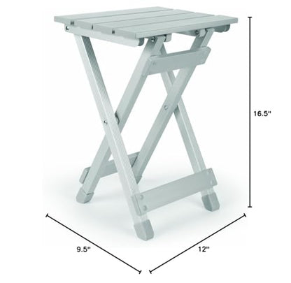Camco Aluminum Small Outdoor Side Table - Folding Camping Table Supports Up to 130lb - Features Durable Aluminum Construction - Collapses for Easy RV Storage - (51890)